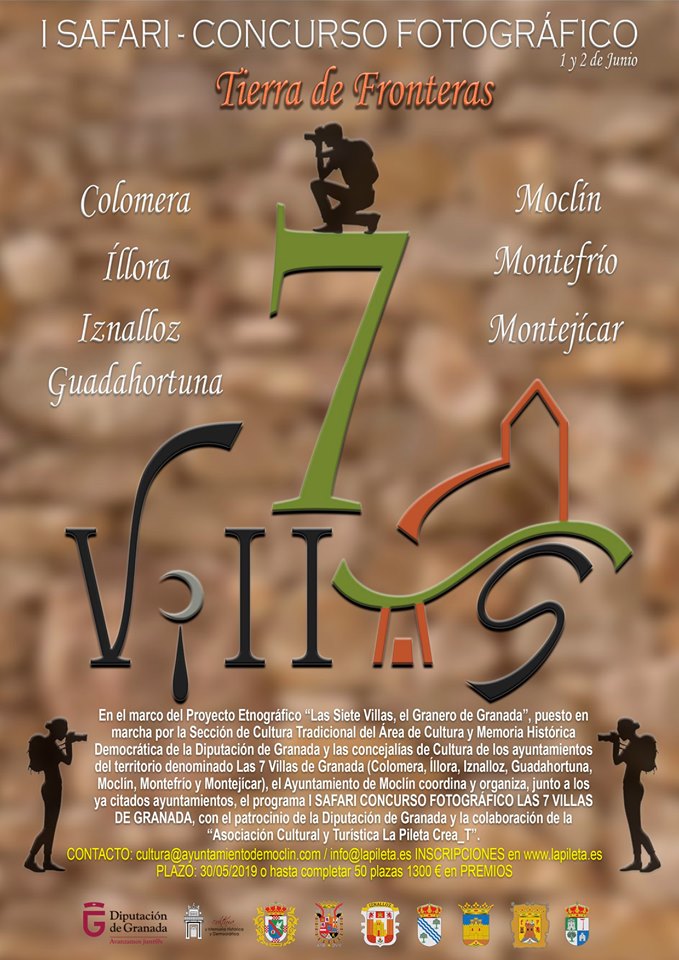 Cartel oficial del I Safari Concurso Fotográfico Las 7 Villas de Granada · Tierra de Fronteras · 1 y 2 de junio de 2019